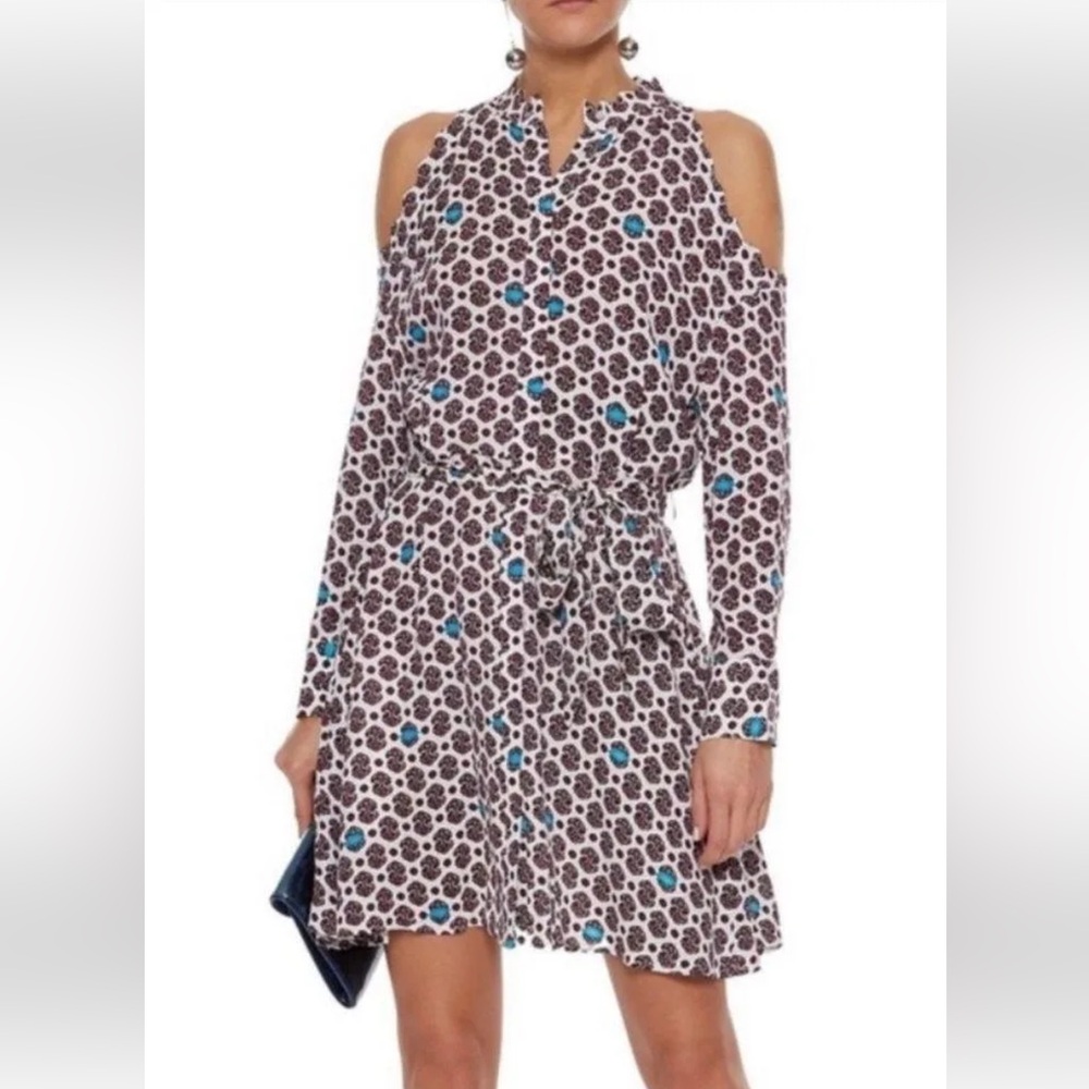 Maje Ralinka Cold Shoulder Print Dress